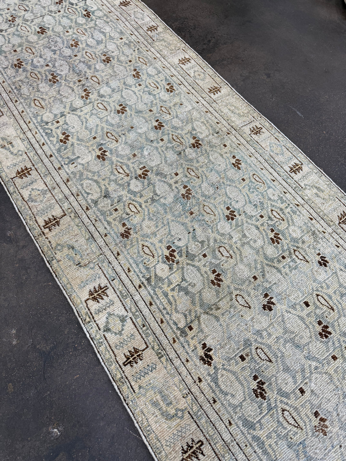 Natural Antique Persian runner rug