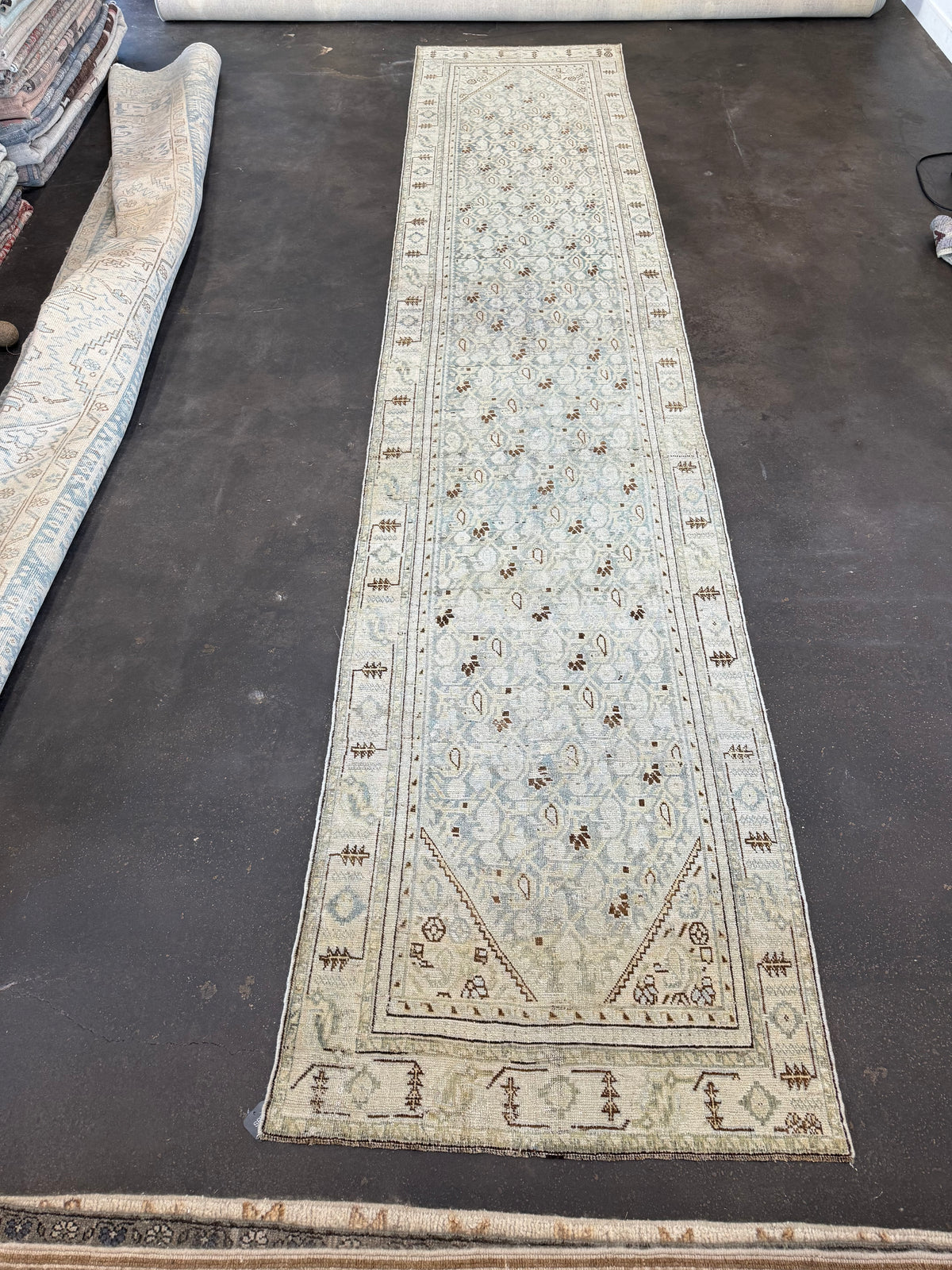 Natural Antique Persian runner rug